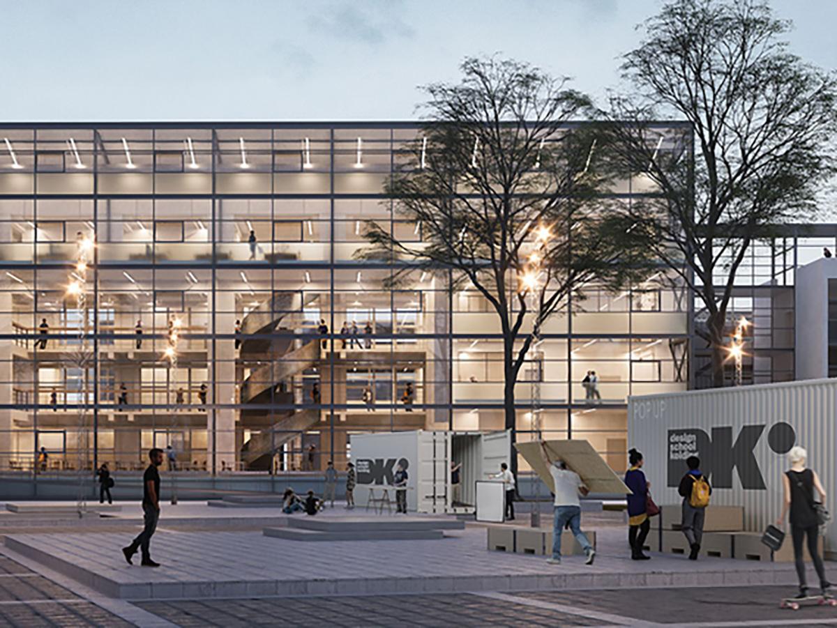 Gerflor bilde av fasaden på Kolding designskole Danmark